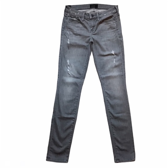 Vince Dylan Skinny Destructed Dark Gray Jeans - Picture 1 of 14